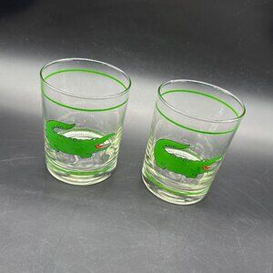 Vintage Cera Alligator Glass Set Of 2 Cocktail Rocks Mid Century Modern 1960s